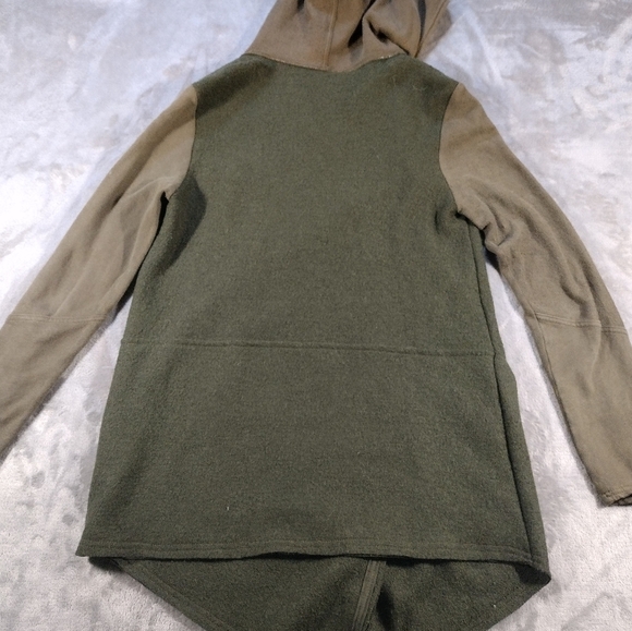 Free People Drippy Wool Blend Jacket size Small Green Hooded Cardigan - Picture 2 of 9